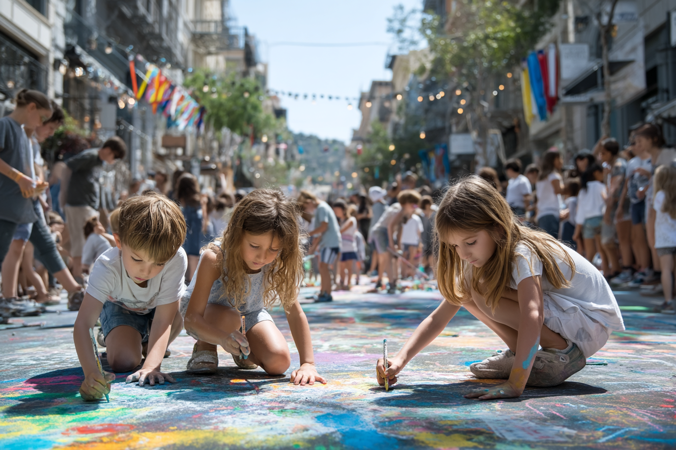 Enfants et adultes jouant ensemble à la Fête des Voisins